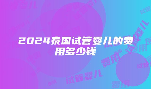 2024泰国试管婴儿的费用多少钱