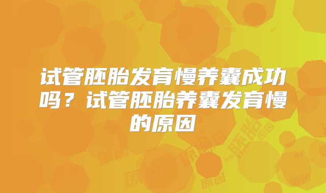 试管胚胎发育慢养囊成功吗？试管胚胎养囊发育慢的原因