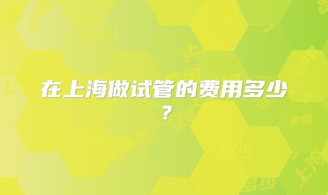 在上海做试管的费用多少？