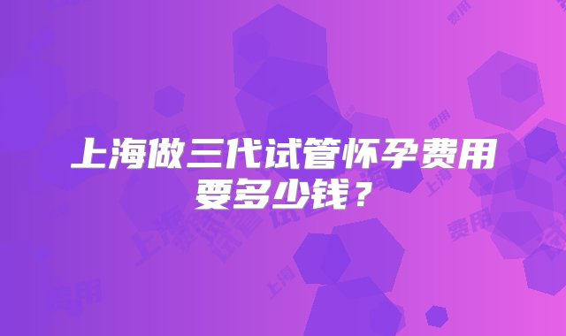 上海做三代试管怀孕费用要多少钱？