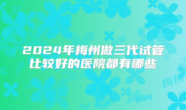 2024年梅州做三代试管比较好的医院都有哪些