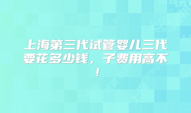 上海第三代试管婴儿三代要花多少钱，子费用高不！