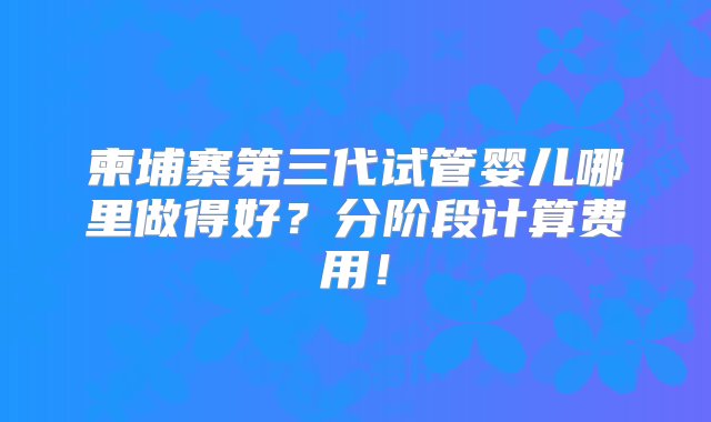 柬埔寨第三代试管婴儿哪里做得好？分阶段计算费用！