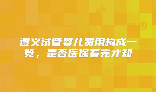 遵义试管婴儿费用构成一览，是否医保看完才知