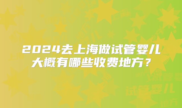 2024去上海做试管婴儿大概有哪些收费地方？