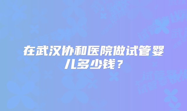 在武汉协和医院做试管婴儿多少钱？