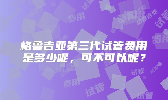 格鲁吉亚第三代试管费用是多少呢，可不可以呢？