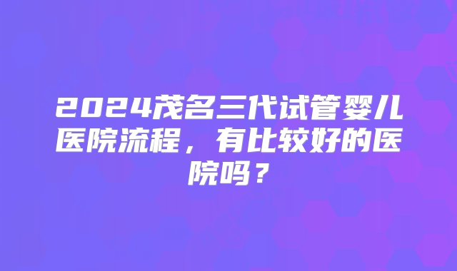 2024茂名三代试管婴儿医院流程，有比较好的医院吗？