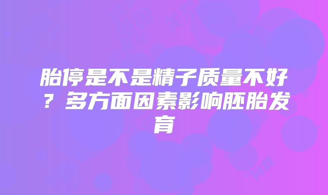 胎停是不是精子质量不好？多方面因素影响胚胎发育