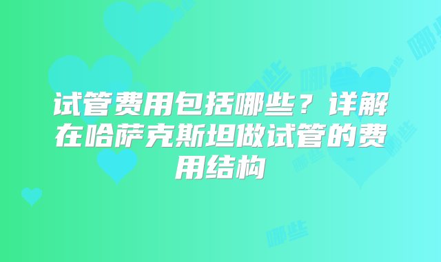 试管费用包括哪些？详解在哈萨克斯坦做试管的费用结构