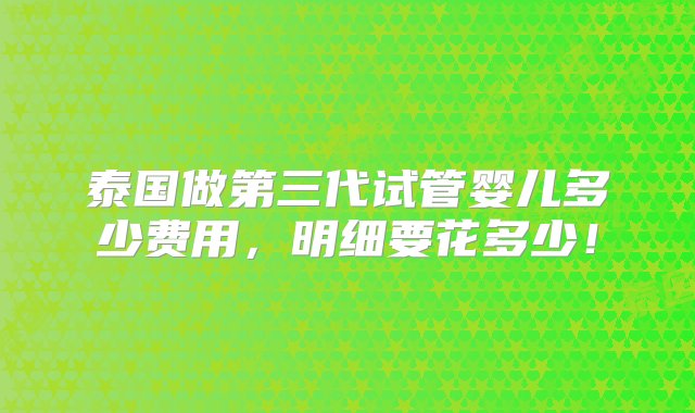 泰国做第三代试管婴儿多少费用，明细要花多少！