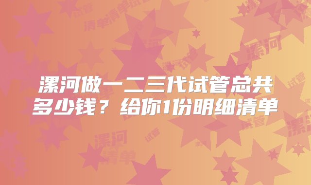 漯河做一二三代试管总共多少钱？给你1份明细清单