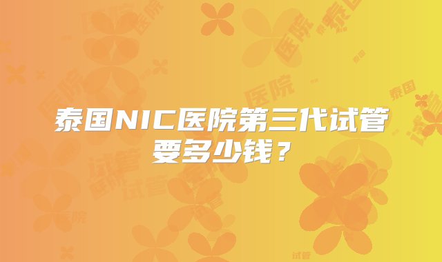 泰国NIC医院第三代试管要多少钱？