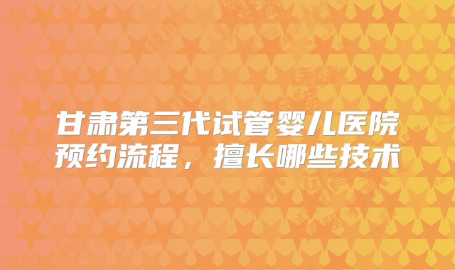 甘肃第三代试管婴儿医院预约流程，擅长哪些技术