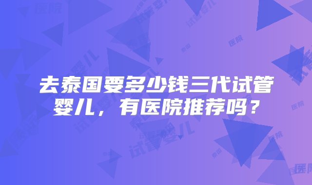 去泰国要多少钱三代试管婴儿，有医院推荐吗？