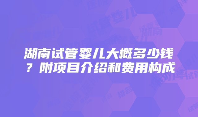 湖南试管婴儿大概多少钱？附项目介绍和费用构成