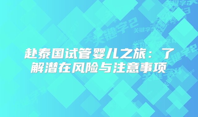 赴泰国试管婴儿之旅：了解潜在风险与注意事项