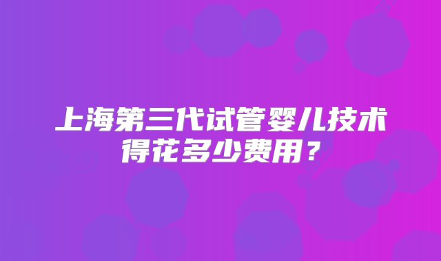 上海第三代试管婴儿技术得花多少费用？