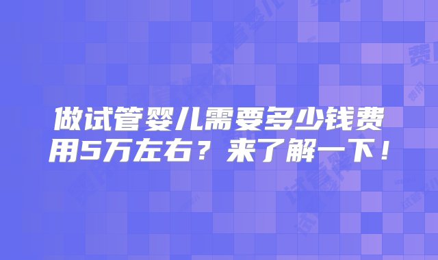 做试管婴儿需要多少钱费用5万左右？来了解一下！