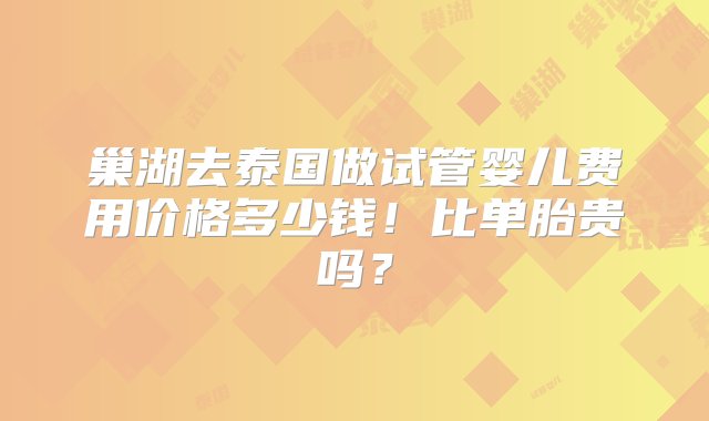 巢湖去泰国做试管婴儿费用价格多少钱！比单胎贵吗？