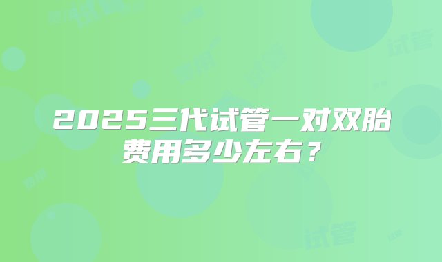 2025三代试管一对双胎费用多少左右？