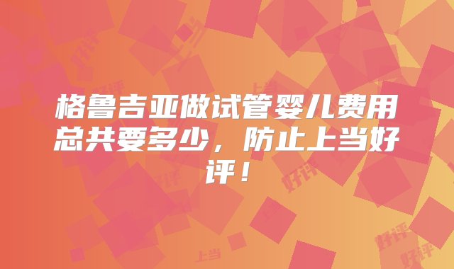 格鲁吉亚做试管婴儿费用总共要多少，防止上当好评！