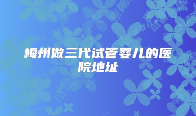 梅州做三代试管婴儿的医院地址