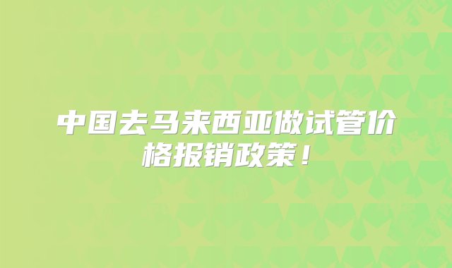 中国去马来西亚做试管价格报销政策！