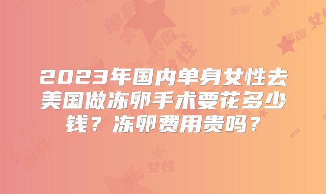 2023年国内单身女性去美国做冻卵手术要花多少钱？冻卵费用贵吗？