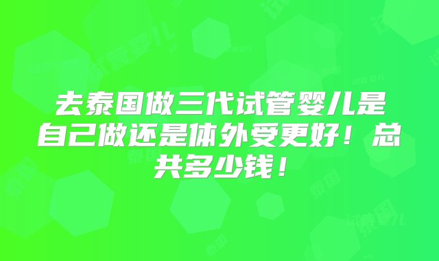 去泰国做三代试管婴儿是自己做还是体外受更好！总共多少钱！