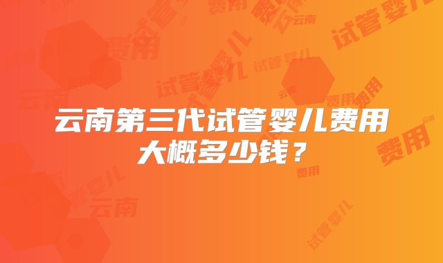 云南第三代试管婴儿费用大概多少钱？