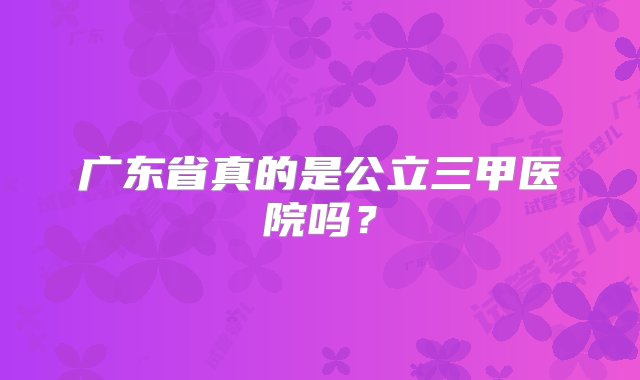 广东省真的是公立三甲医院吗？