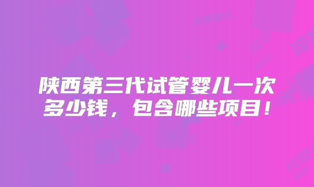 陕西第三代试管婴儿一次多少钱，包含哪些项目！