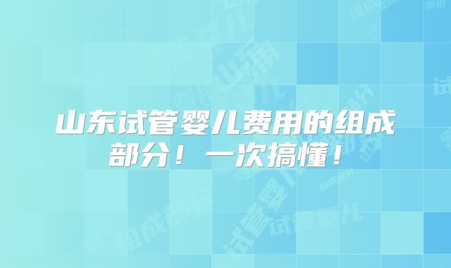 山东试管婴儿费用的组成部分！一次搞懂！