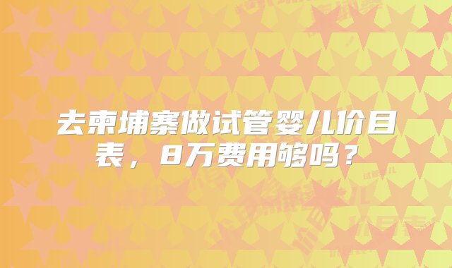 去柬埔寨做试管婴儿价目表，8万费用够吗？