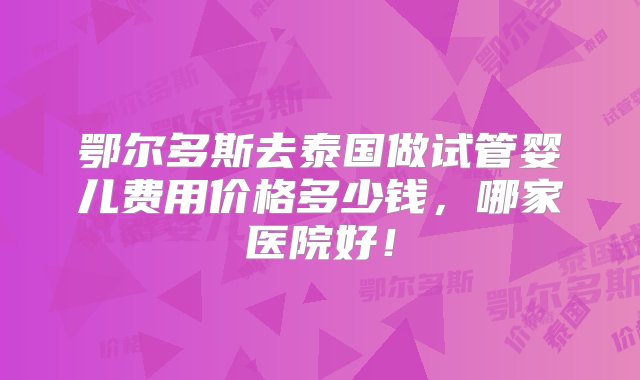 鄂尔多斯去泰国做试管婴儿费用价格多少钱，哪家医院好！