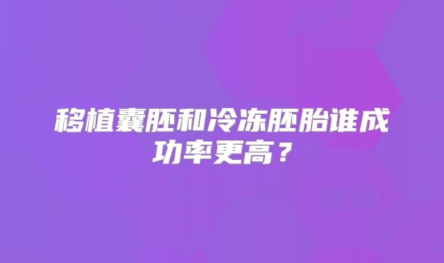 移植囊胚和冷冻胚胎谁成功率更高？