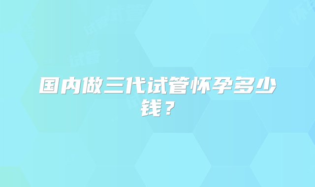 国内做三代试管怀孕多少钱？