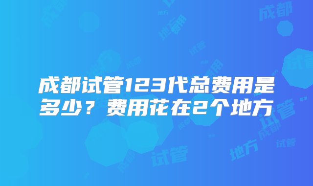 成都试管123代总费用是多少？费用花在2个地方