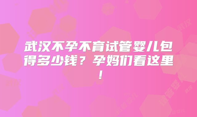 武汉不孕不育试管婴儿包得多少钱？孕妈们看这里！