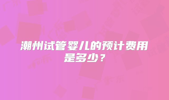 潮州试管婴儿的预计费用是多少？