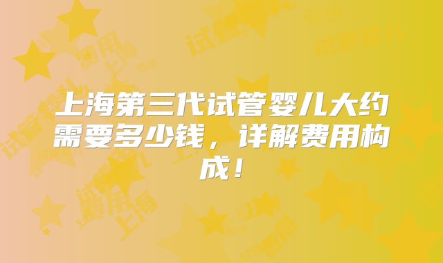 上海第三代试管婴儿大约需要多少钱，详解费用构成！